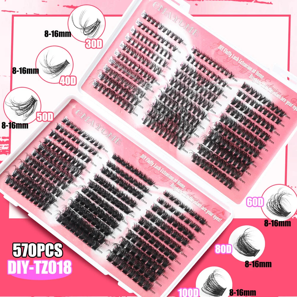 Extensions de cils individuelles, 600 pièces, épaisses et moelleuses, 30D/100D, longueur mixte, bricolage, pour une Application et un retrait faciles