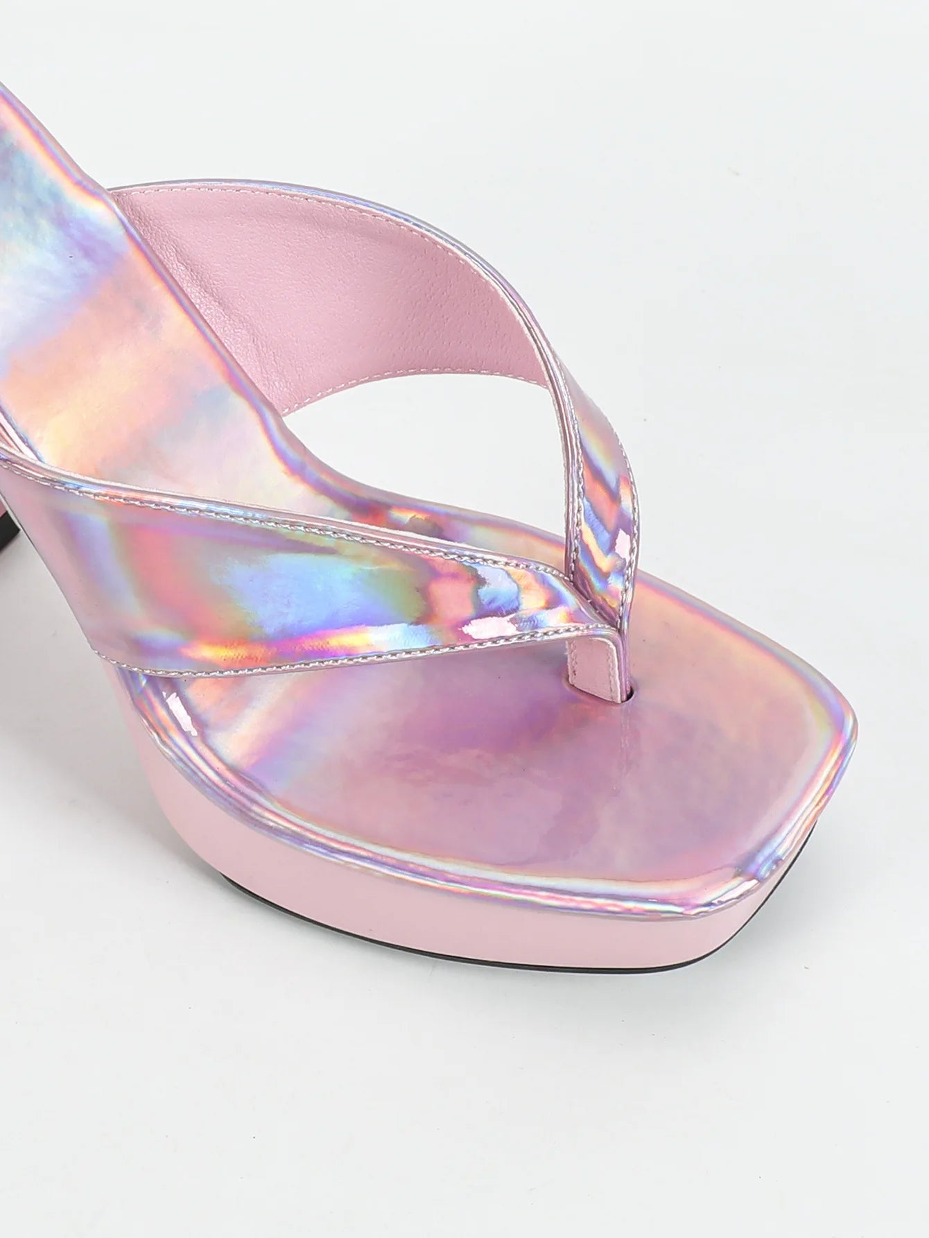 Sandales à bout carré pour femme – tongs d’été, chaussons estivaux, semelle épaisse 12 cm, mules à talons hauts avec séparateur d’orteil, chaussures noires d’extérieur pour femme
