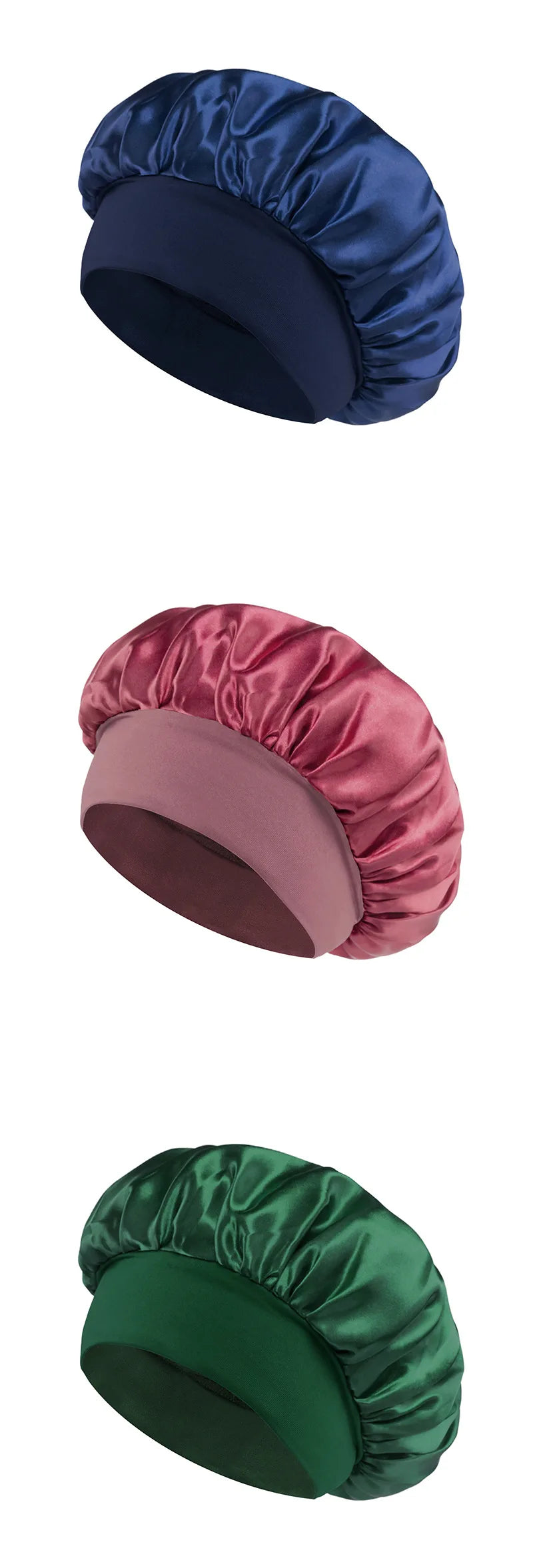 Bonnet en Satin pour femmes, pour dormir, soins capillaires, Bonnets en soie, solide, à larges bords, avec bande élastique souple