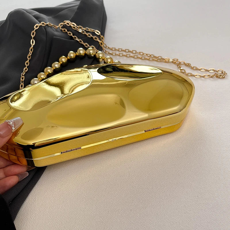 Sac à main en or pour femmes, pochettes à chaîne, mode géométrique, Mini bourse de soirée, boîte à bandoulière en acrylique de qualité, sacs à rouge à lèvres, 2025