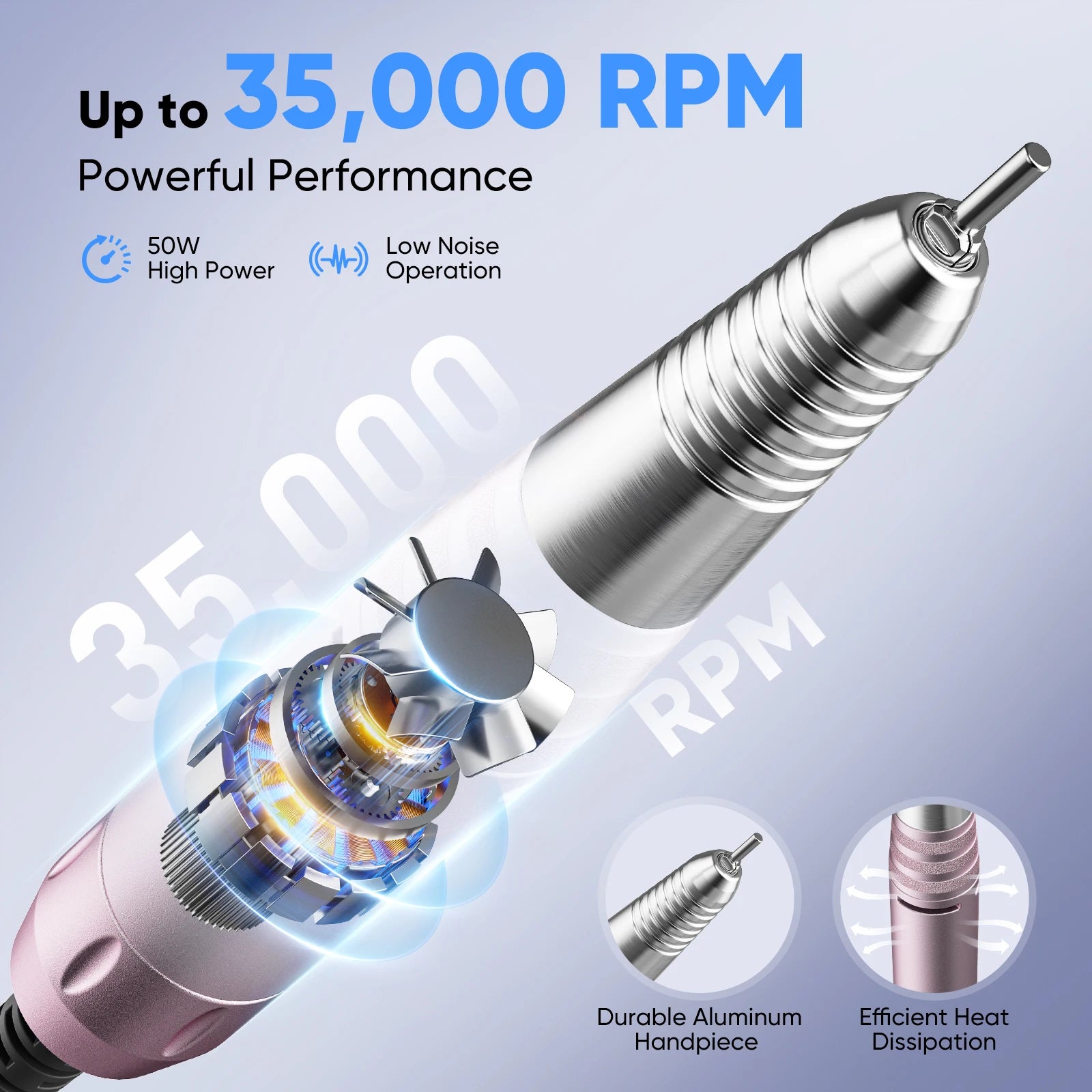 Perceuse à ongles électrique 35000 tr/min, Machine de manucure professionnelle avec moteur sans balais, ensemble de ponceuse à ongles, équipement de polissage pour Salon de manucure