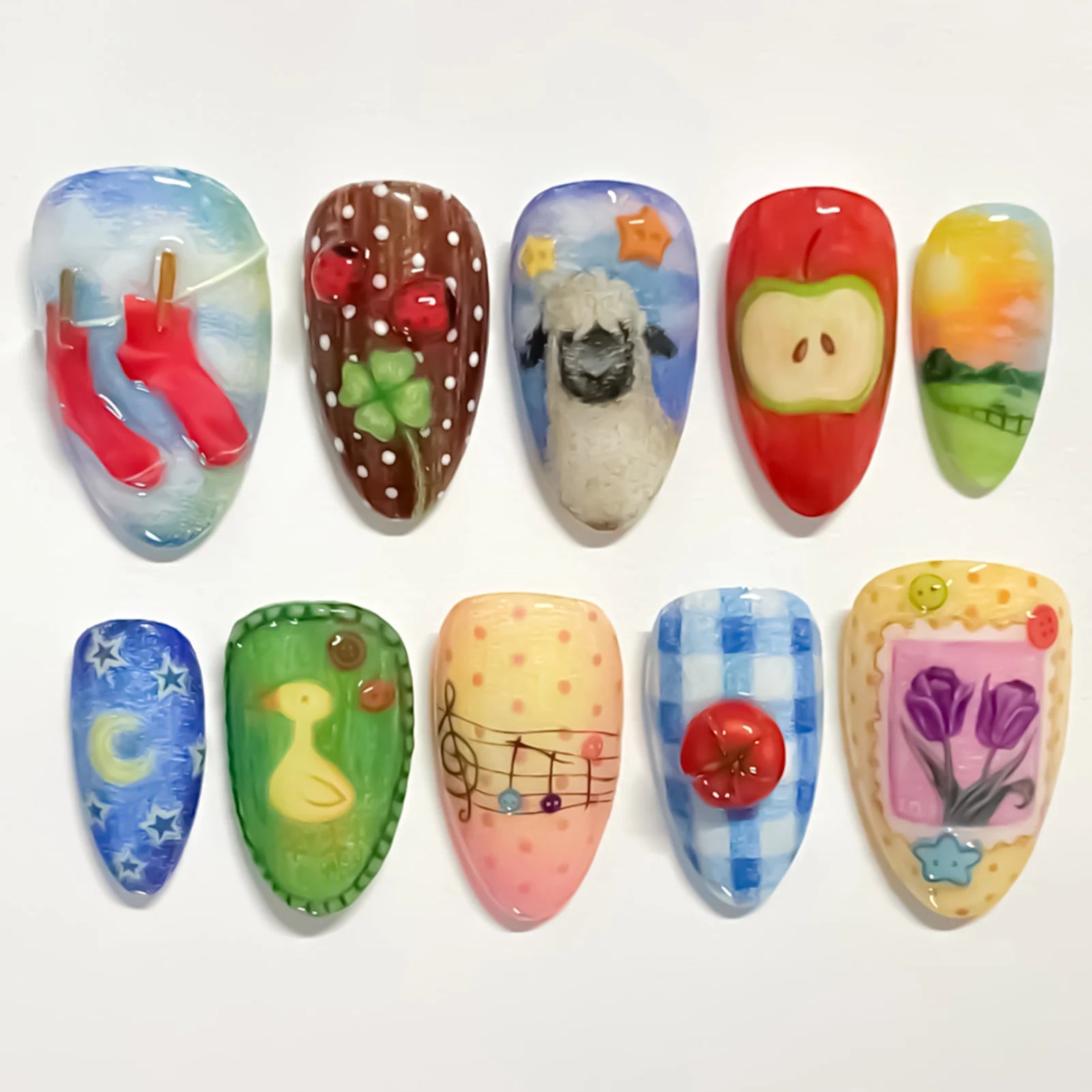 24 pièces de faux ongles à fleurs, style tendance, avec effet dégradé jaune et rose. Ongles portables à couverture complète, forme amande , à poser directement (Press-On Nails).