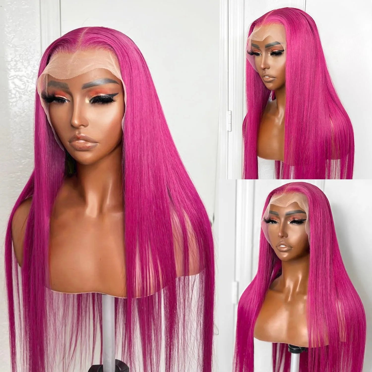 Perruque synthétique longue de couleur vert foncé avec lace frontale 13x4 pour un rendu plus naturel au niveau de la ligne des cheveux. Sa texture lisse et sa couleur originale apportent un style audacieux. Fabriquée en fibre résistante à la chaleur.