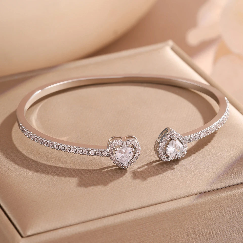 Yupsk Ensemble de bracelets tennis à strass géométriques en forme de cœur, style Hip Hop, pour femmes et hommes, bijoux empilables tendance punk urbain