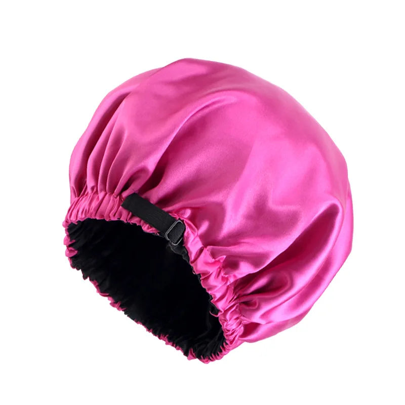 Bonnet en Satin pour dormir, Bonnet en soie réglable pour cheveux bouclés, Double couche, grand bonnet de sommeil doublé en Satin pour femmes