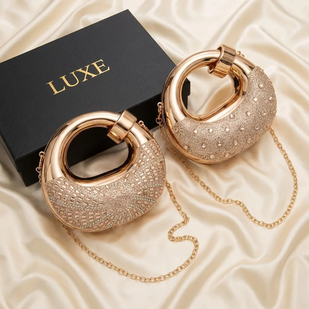 Mini sacs de soirée dorés, sacs à main de luxe de créateur, sacs à bandoulière, pochettes rondes en acrylique pour fêtes et mariages, ornées de diamants, style Ins