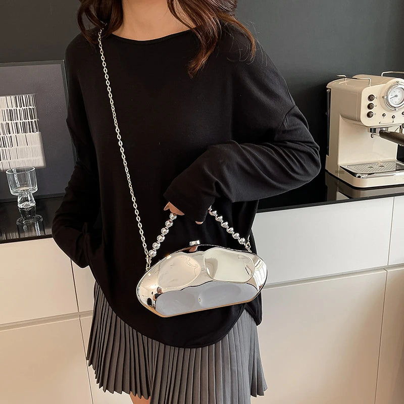 Sac à main en or pour femmes, pochettes à chaîne, mode géométrique, Mini bourse de soirée, boîte à bandoulière en acrylique de qualité, sacs à rouge à lèvres, 2025