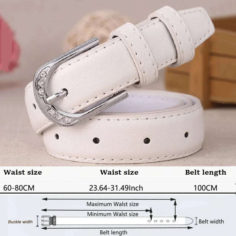 Ceinture pour pantalon femme en cuir PU, tendance, blanche, de haute qualité, style vintage, avec boucle ardillon, DT067