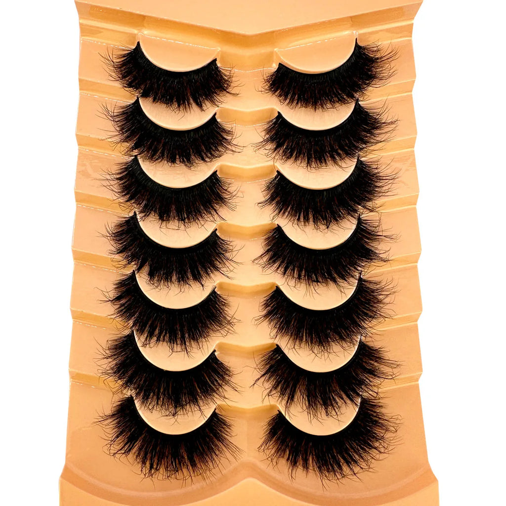 Nouveau 7 paires de faux cils épais, simulation 3D en fourrure de vison, faux cils dramatiques, vente en gros, fabrication de faux cils pleine ligne