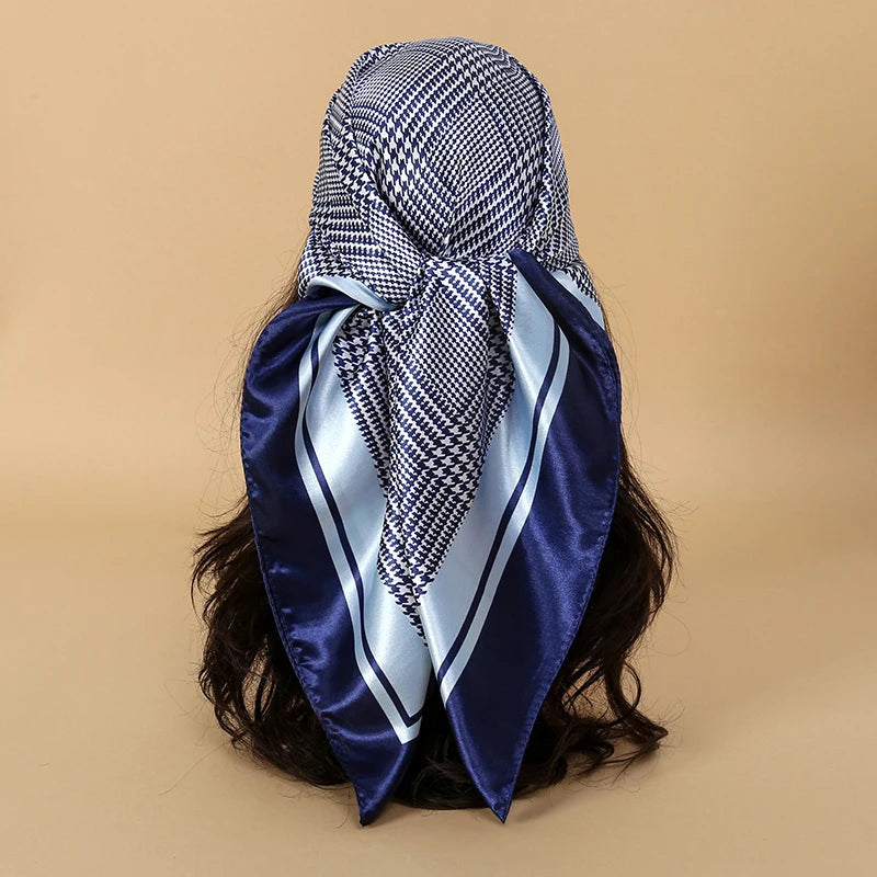 Foulard carré en soie pour femmes, nouveau Design de luxe, Style populaire, quatre saisons, protection solaire, foulard de plage, Hijab, 90x90CM