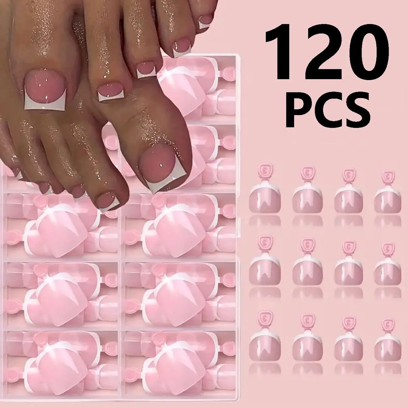 120 pièces améliorent instantané votre look avec un ensemble de faux ongles courts carrés blancs à couverture complète