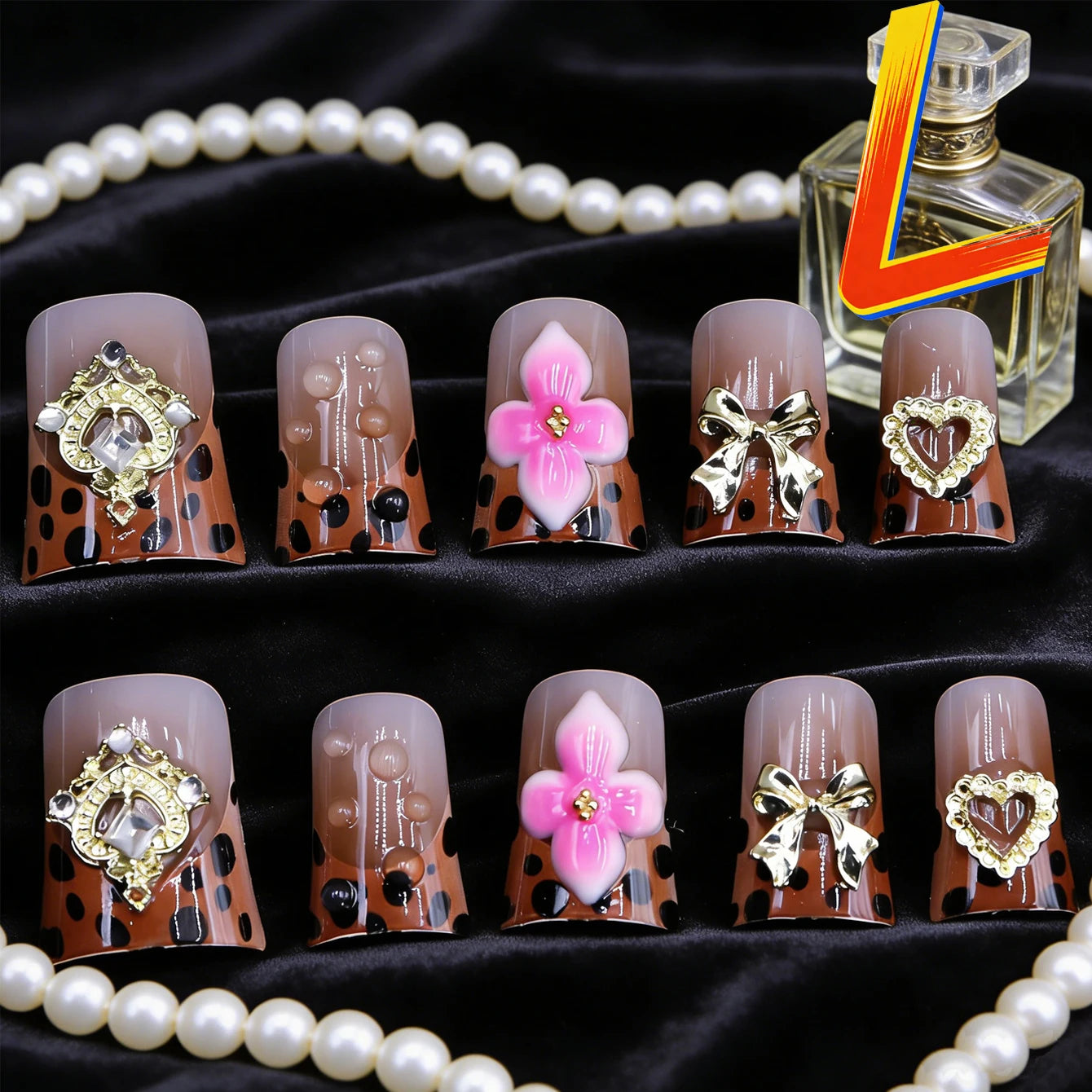 10 pièces diamant français pointu ongles courts carrés ongles nus faux ongles avec paillettes dorées diamant ongles imprimé léopard faux ongles
