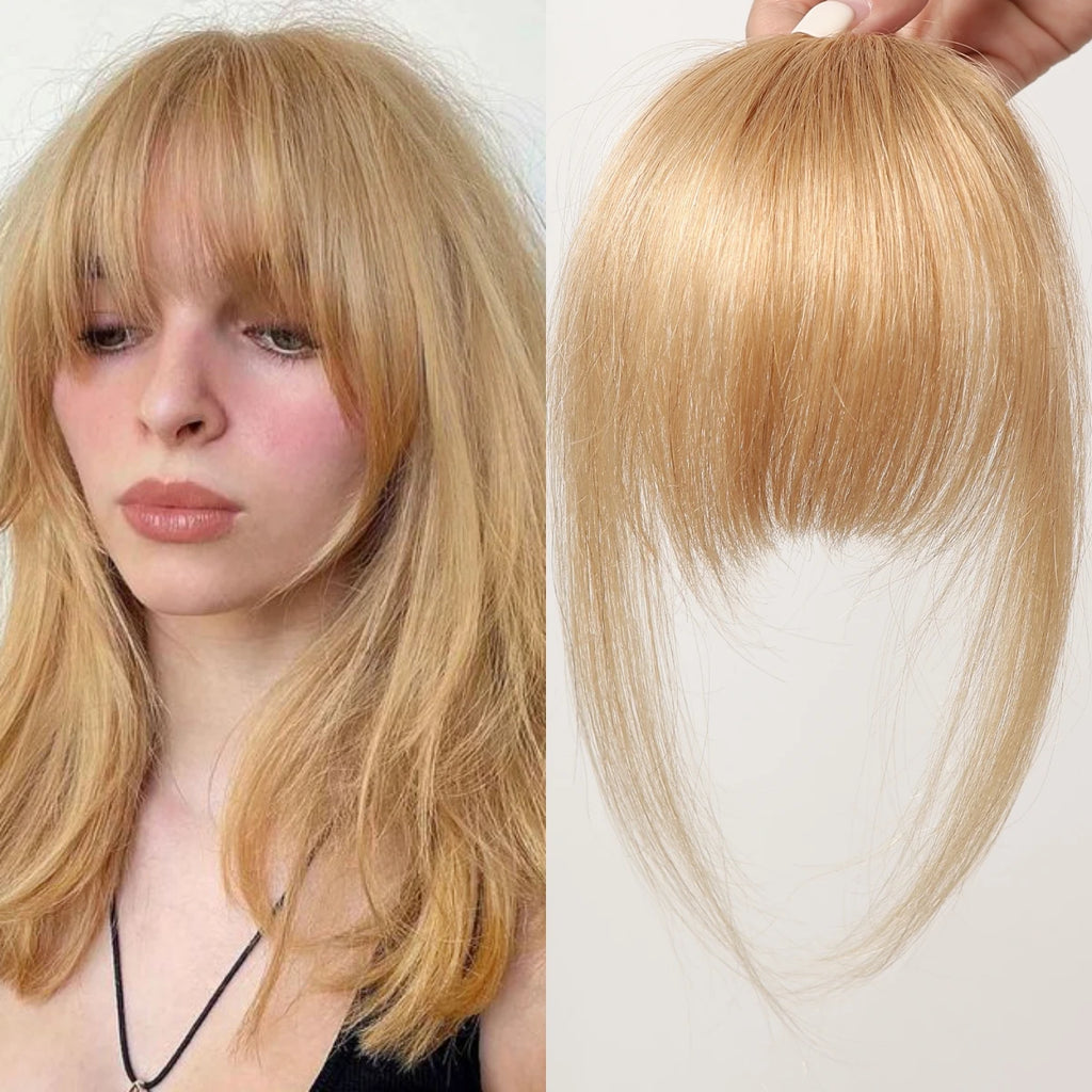 100% cheveux humains frange Clips dans Air frange frange postiche pour femmes platine blond Remy cheveux humains frange Extension de cheveux 4.5 pouces