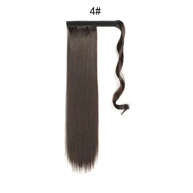 Extensions de Queue de Cheval Synthétiques pour Femme et Fille, Postiche Rond et Long