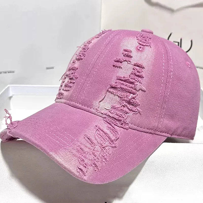 Nouveaux chapeaux de baseball à bords déchirés pour hommes et femmes, vieux casquettes à bord incurvé, ombre décontractée personnalisée, protection solaire d'extérieur, chapeaux Hip Hop