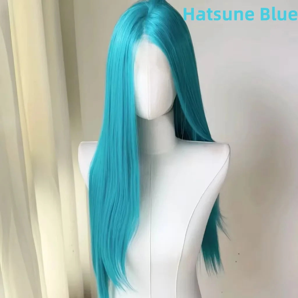 Perruque rose clair pour femme – Lace front 13x4, 26 pouces, longue et lisse, perruque synthétique en fibre douce naturelle résistante à la chaleur, idéale pour cosplay