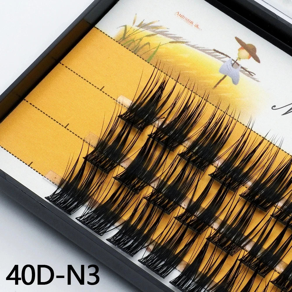 Faisceau de cils 1 boîte / 60 faisceaux de cils individuels naturels 40D / 30D faisceau de cils faits à la main 3D russe vison Cilia
