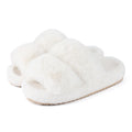 Evshine nouvelles mules à bout ouvert en fausse fourrure, chaussons d’intérieur chauds pour femme. Sandales d’intérieur tendance en peluche, confortables et moelleuses, chaussures de maison pour femme, chaussons d’hiver duveteux.