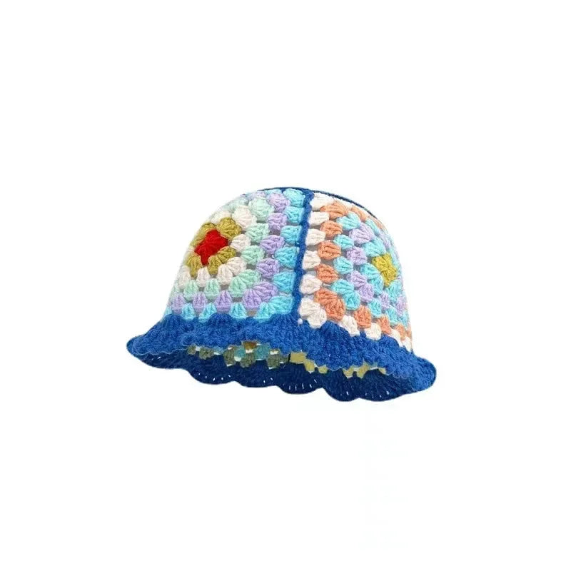 Chapeau seau coréen fait à la main au Crochet pour femmes, tissage tricoté, mode fleurs Y2k, bonnet de bassin, nouvelle collection automne hiver