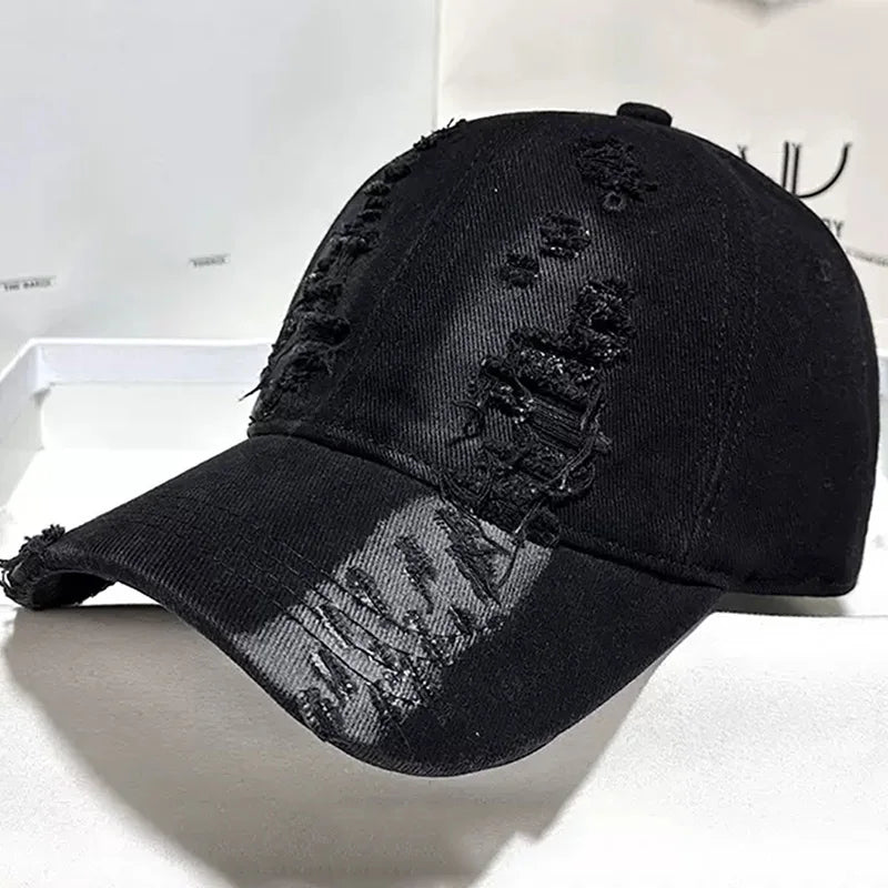 Nouveaux chapeaux de baseball à bords déchirés pour hommes et femmes, vieux casquettes à bord incurvé, ombre décontractée personnalisée, protection solaire d'extérieur, chapeaux Hip Hop