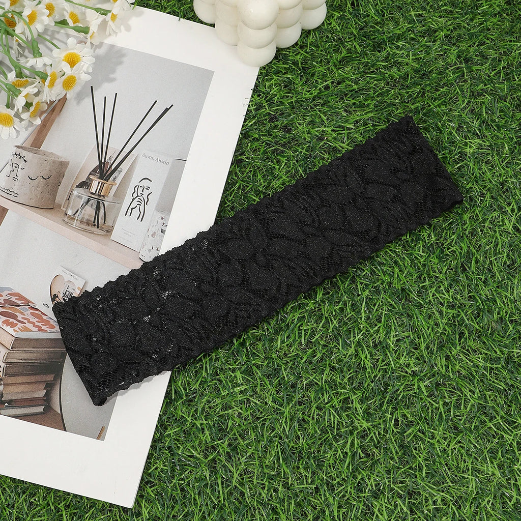 AWAYTR – bandeaux élastiques en dentelle de couleur unie, large nœud en tissu, accessoires pour cheveux pour femmes, couvre-chef de fête