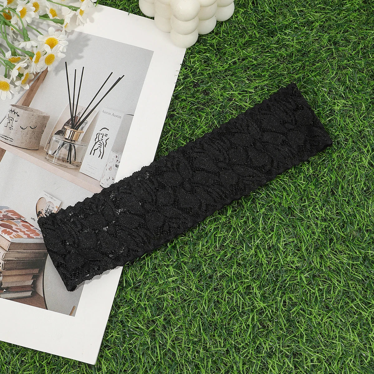 AWAYTR – bandeaux élastiques en dentelle de couleur unie, large nœud en tissu, accessoires pour cheveux pour femmes, couvre-chef de fête