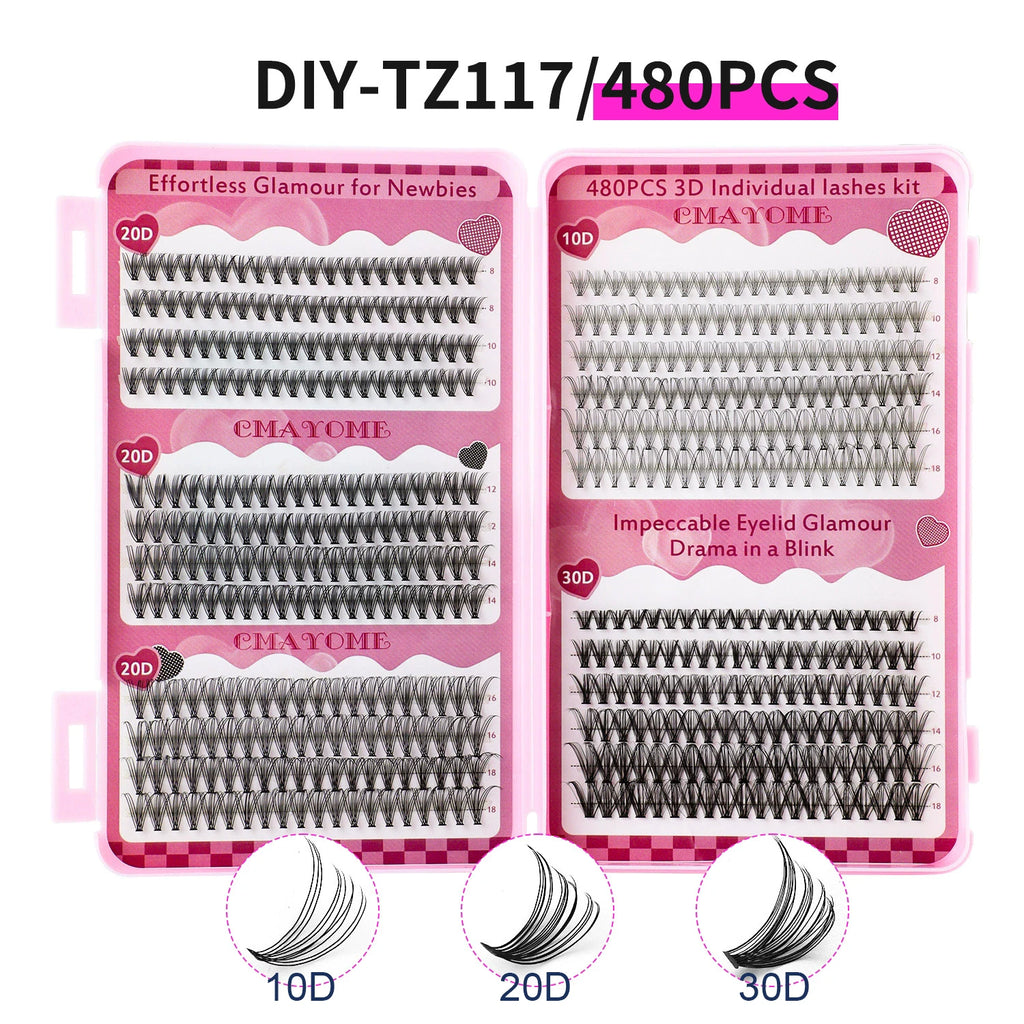 Extensions de cils individuelles, 600 pièces, épaisses et moelleuses, 30D/100D, longueur mixte, bricolage, pour une Application et un retrait faciles