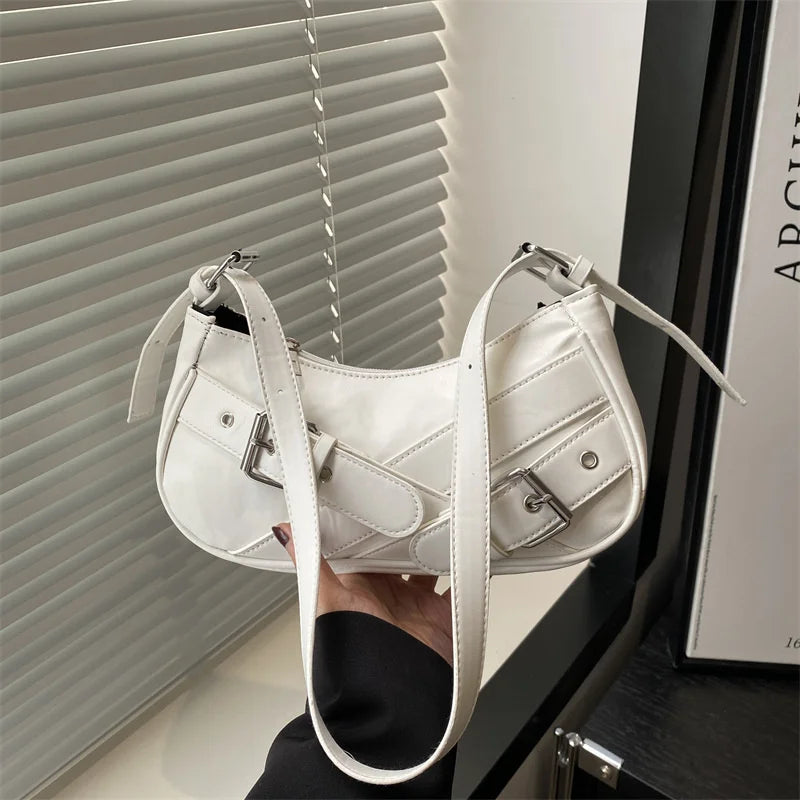 Sac à bandoulière vintage Y2K en cuir PU pour femme, petit sac bandoulière, sac sous le bras tendance pour femme, pochette et sac à main