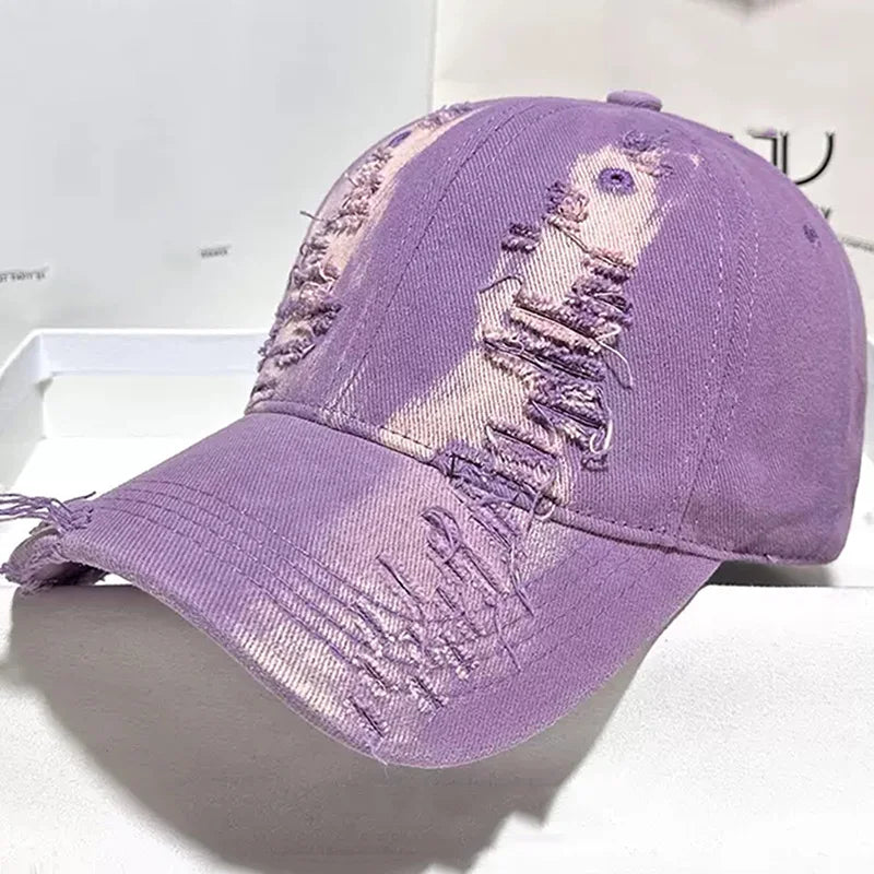 Nouveaux chapeaux de baseball à bords déchirés pour hommes et femmes, vieux casquettes à bord incurvé, ombre décontractée personnalisée, protection solaire d'extérieur, chapeaux Hip Hop