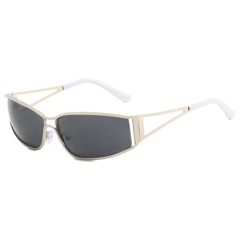 Lunettes de soleil Y2K pour femmes et hommes, surdimensionnées, de marque, avec verres dégradés, style steampunk, lunettes de soleil miroir