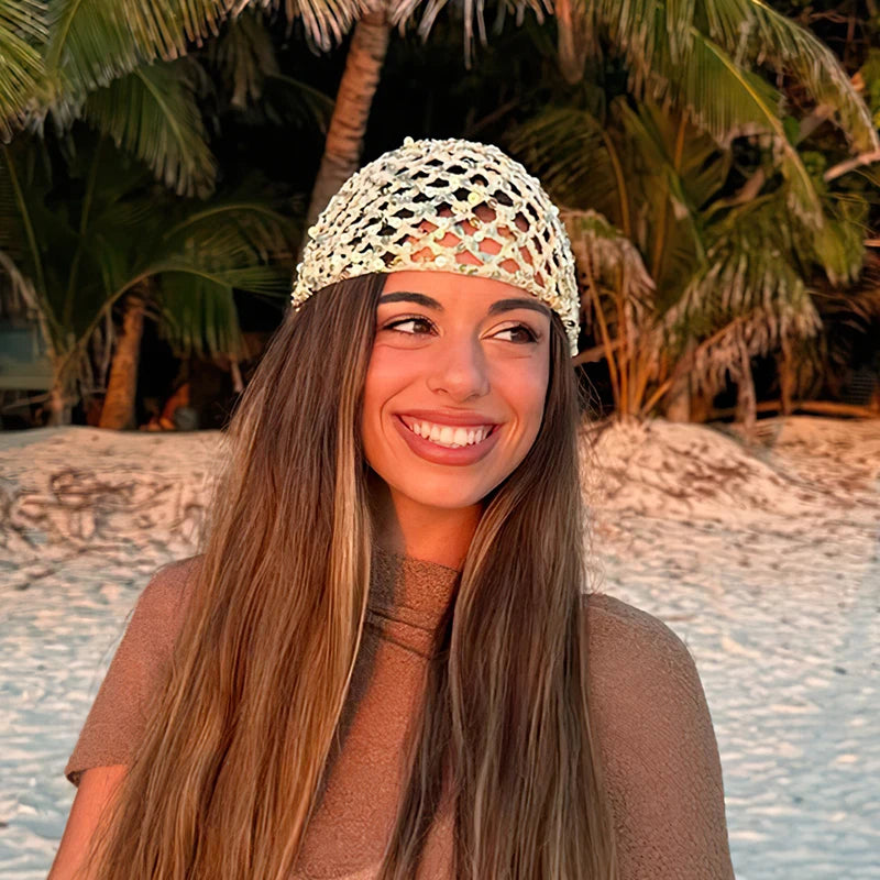 Nouveau Chapeau en Laine Tricoté Sans Bordure Style Coréen 2026, à Paillettes et Creux, Respirant, Tendance Y2K pour Femme