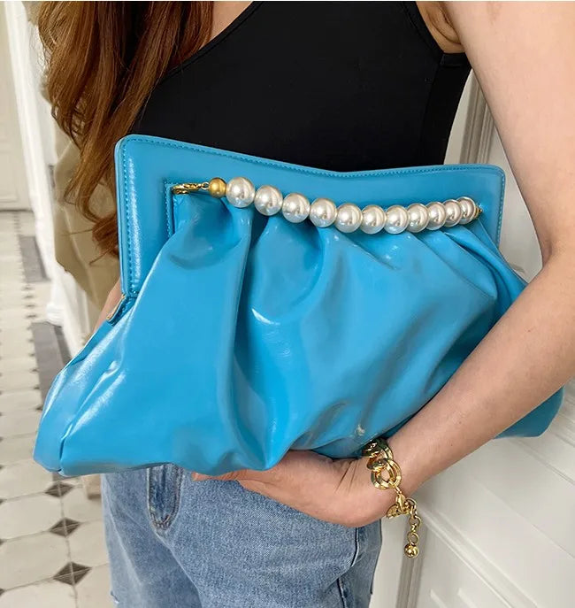 Pochette de Soirée Élégante pour Femme avec Chaîne de Perles, Sac à Main Python, Pochette de Banquet, Sacs à Main pour Dames