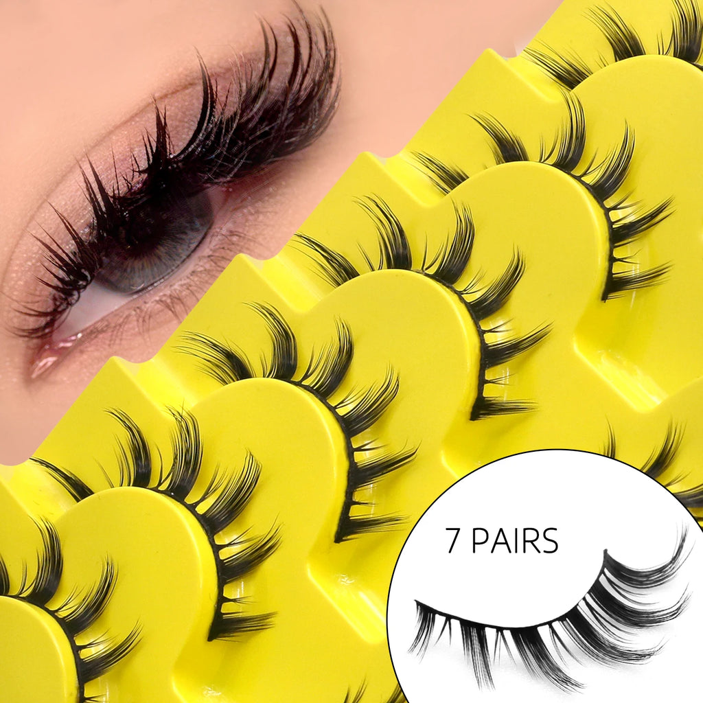 GROINNEYA cils oeil de chat naturel 3D Faux vison doux Anime cils Cosplay volumé Extension de cils Faux cils maquillage