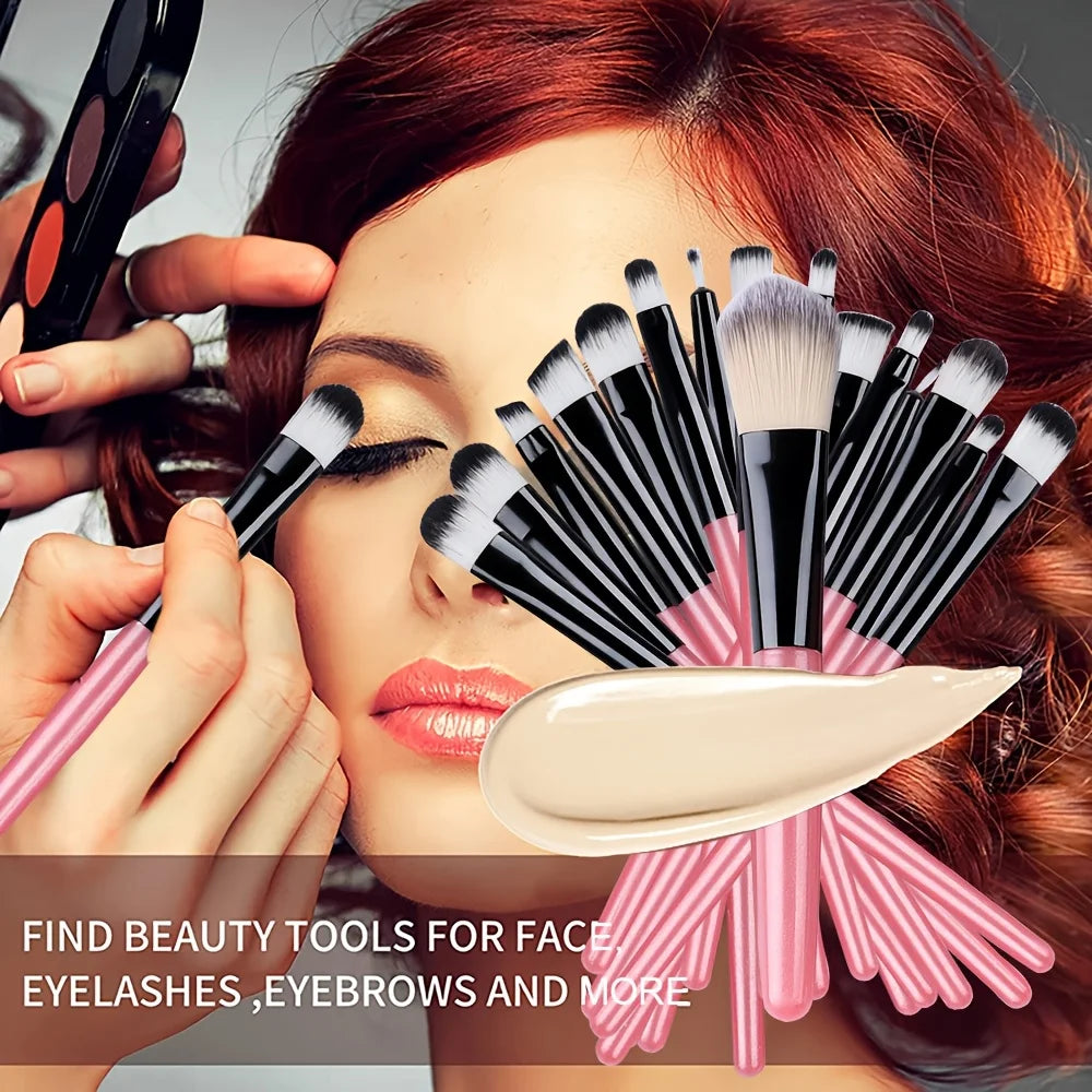 Ensemble de pinceaux de maquillage 20 pièces Kit de pinceaux doux et moelleux pour les yeux Ombre à paupières Fond de teint Poudre Enlumineur Mélange Outil de beauté Débutants