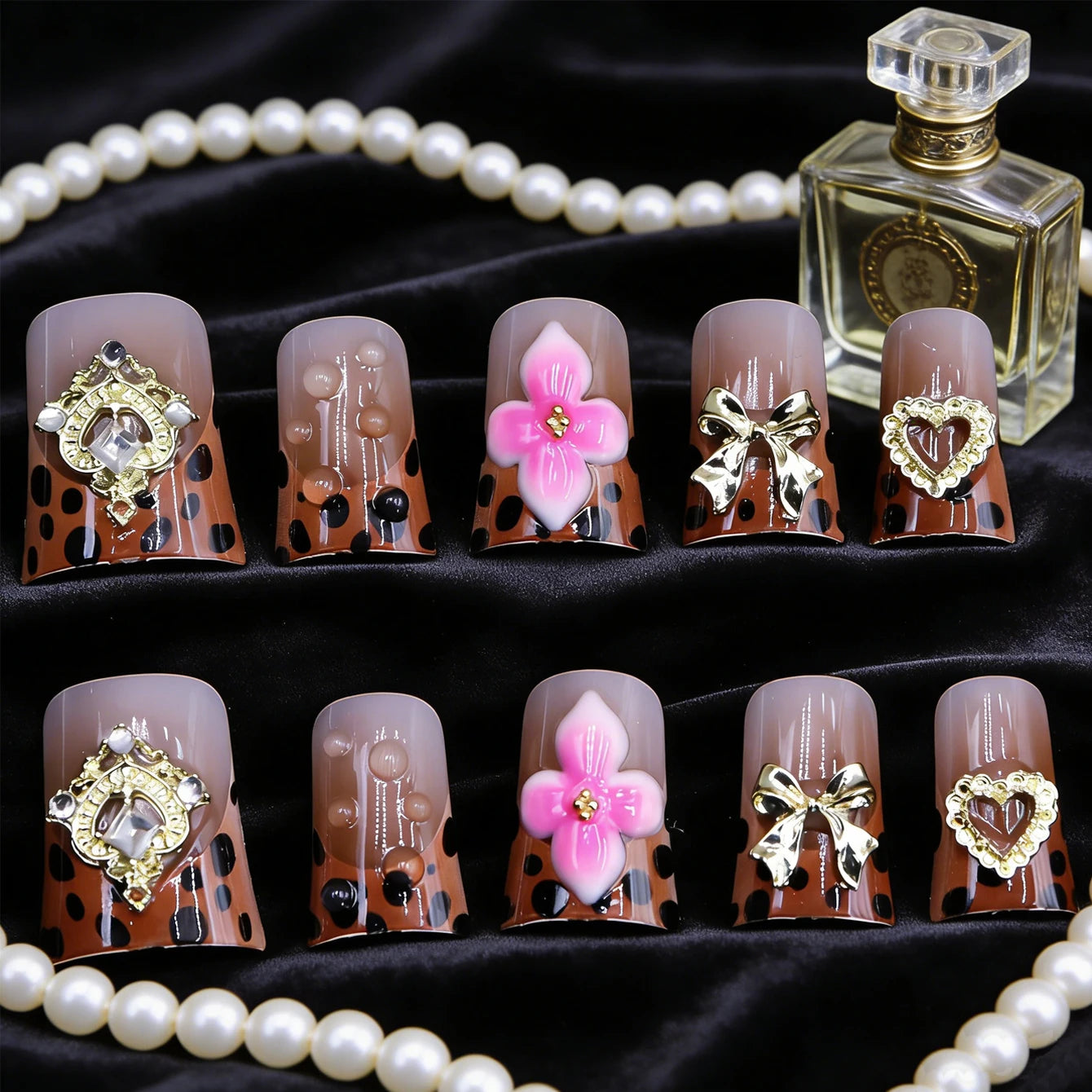 10 pièces diamant français pointu ongles courts carrés ongles nus faux ongles avec paillettes dorées diamant ongles imprimé léopard faux ongles