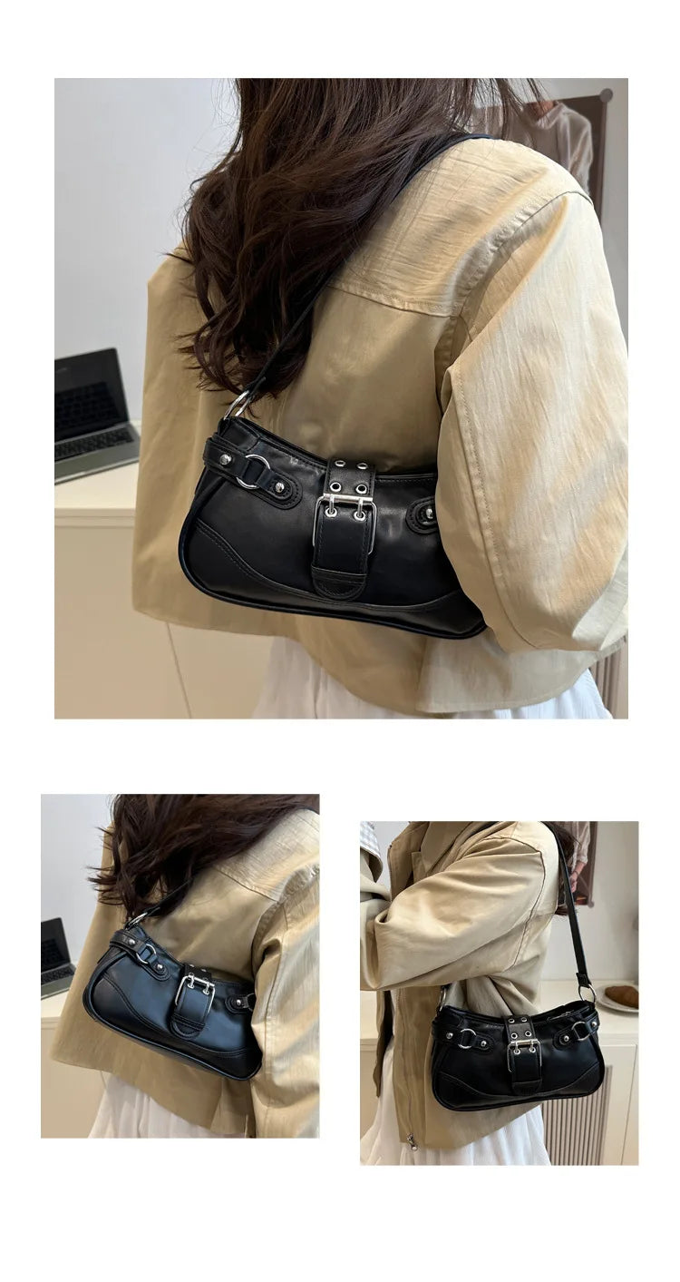 Sacs pour femmes 2025 – nouveau modèle tendance et polyvalent, sac rétro “hot girl” sous le bras, sac niche texturé en forme de croissant, sac à bandoulière simple ou porté en crossbody