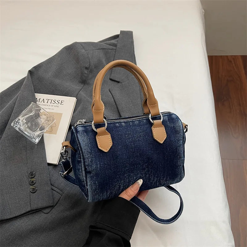Sac bandoulière classique en jean délavé de haute qualité, sac à main décontracté à porter sous le bras, style coréen, sac de transport pour le quotidien