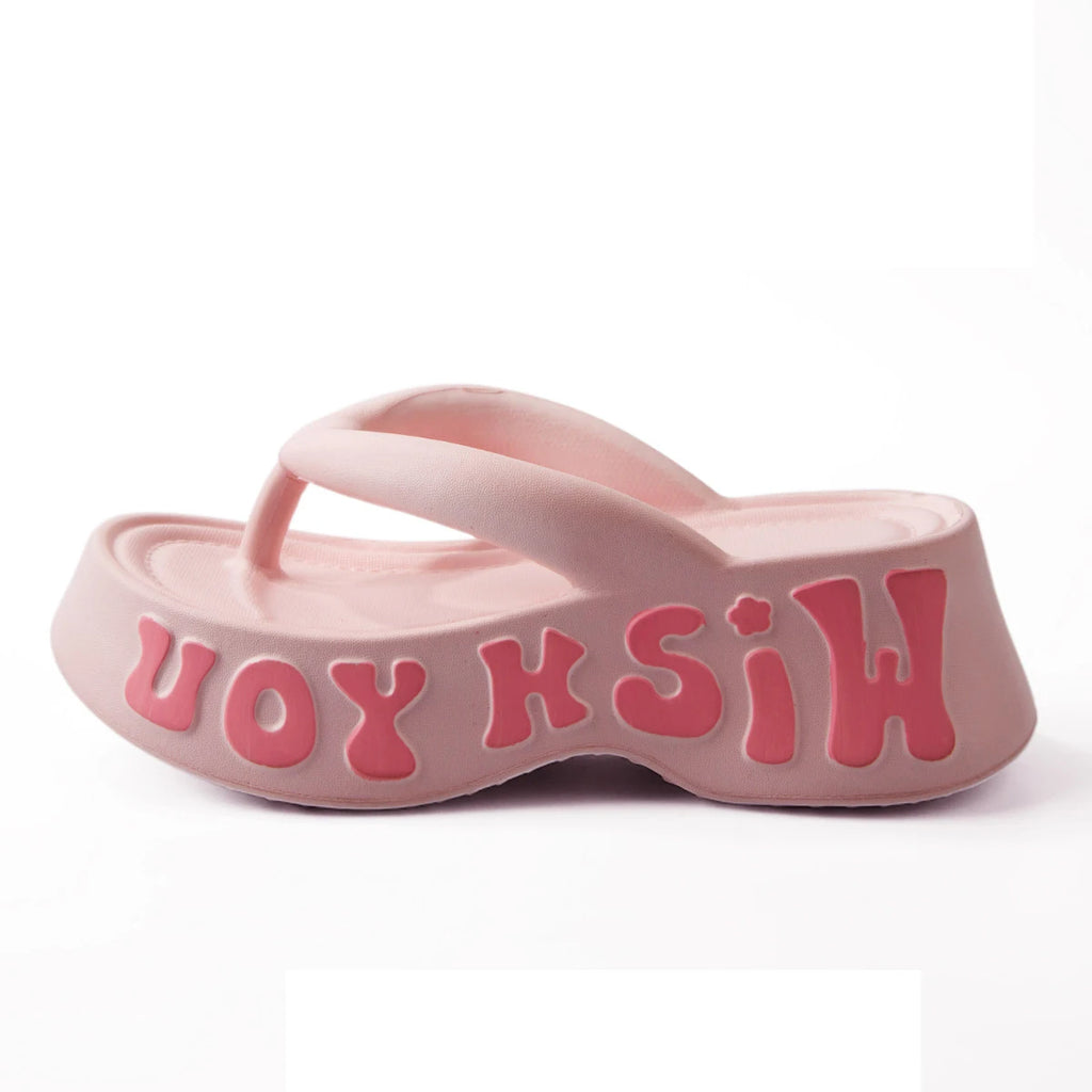 Sandales compensées antidérapantes pour femmes, nouvelle collection été 2026, en EVA, style claquettes de plage, avec lettres, simples et rehaussantes