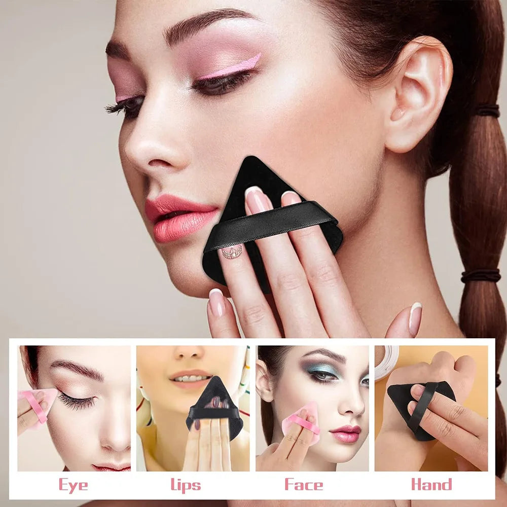 1/2/3/6 pièces Triangle velours poudre bouffée visage cosmétique beauté des yeux outil de maquillage éponge réutilisable lavable Mini bouffée de poudre accessoire
