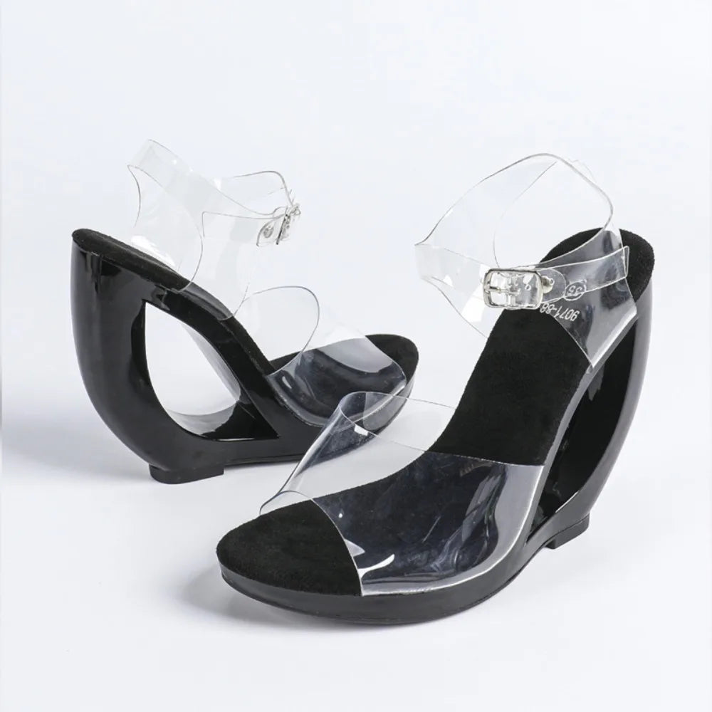 Eilyken – sandales transparentes en PVC pour femmes, design d'été, à la mode, avec sangle à boucle, talons hauts, chaussures de fête de mariage