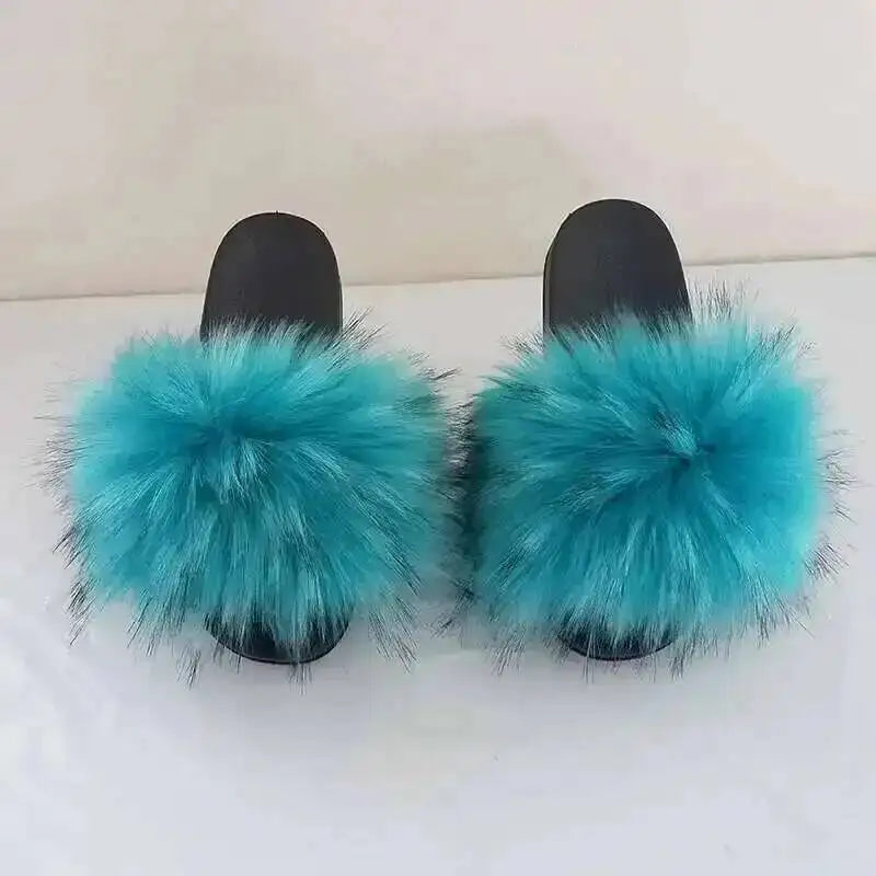 Chaussons d’été pour femme, mules fourrées d’intérieur. Tongs plates en peluche, sandales confortables et moelleuses pour femme, chaussures d’intérieur décontractées et douces pour la maison.