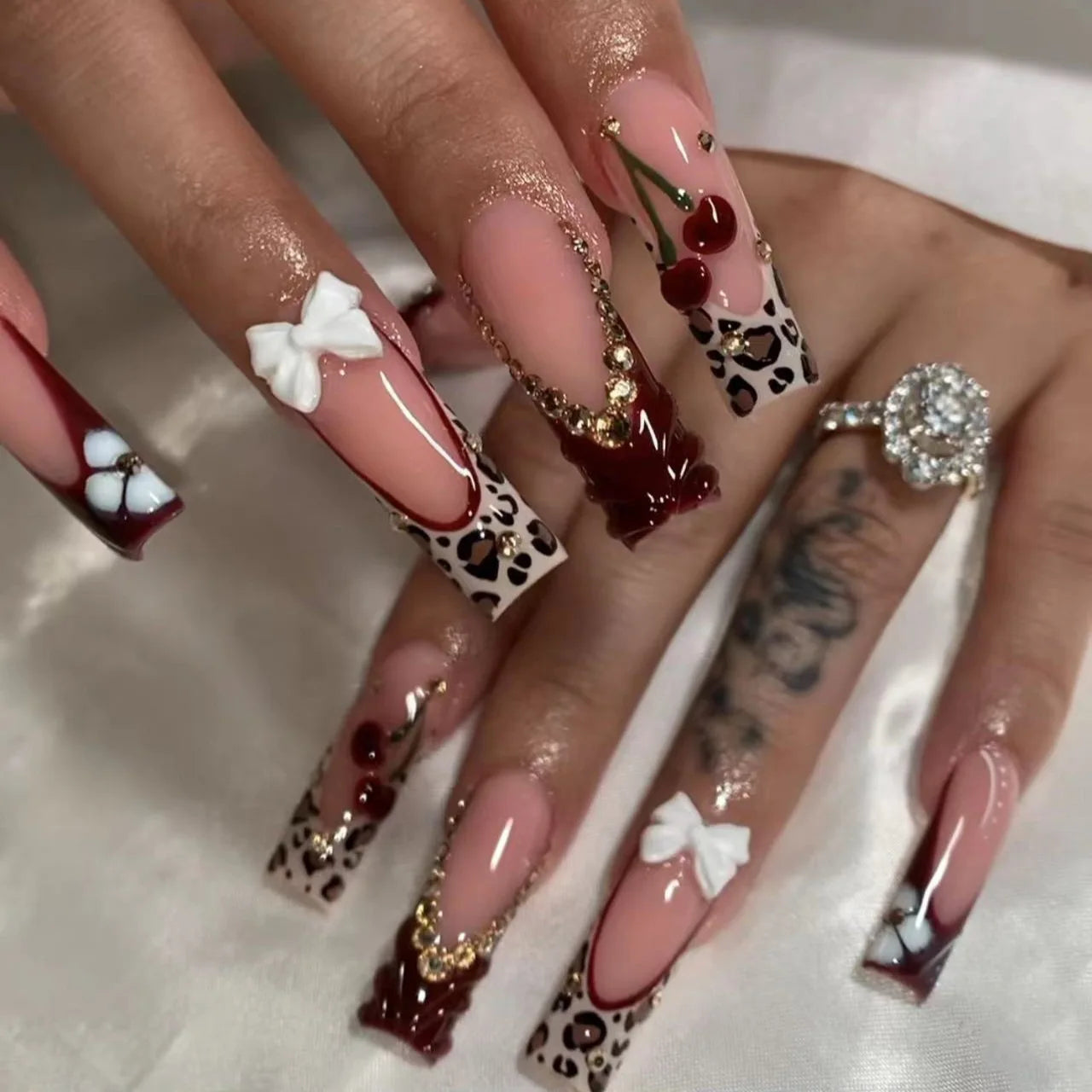 Faux Ongles Longs Bruns N64.Glitter Ballet Wearable, Design Français, Presse Complète sur Nail Ins, Nail Tips Art, 24Pcs