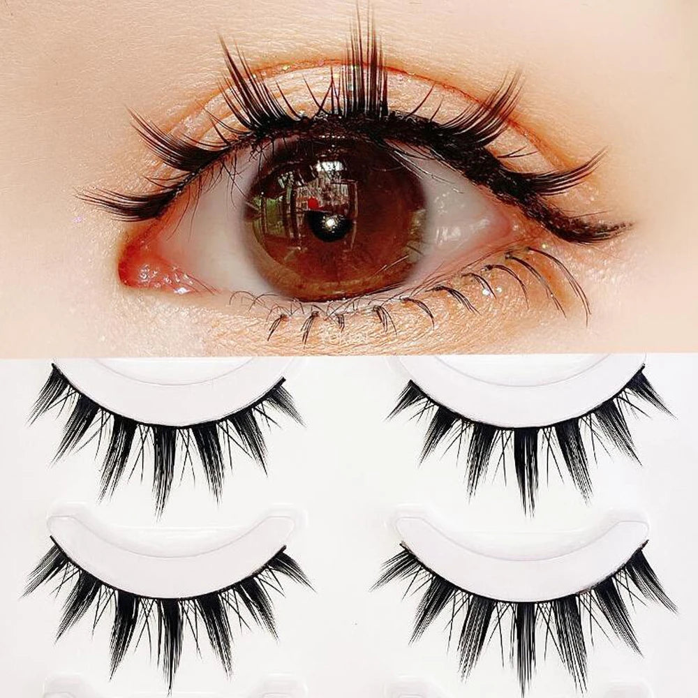 Nouveau cils oeil de chat cils de vison 3D Curl ailé naturel réaliste extrémité en désordre oeil allongé épais faux cils doux faux cils