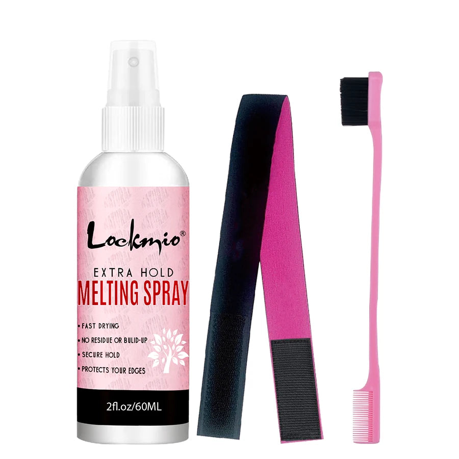 LOCKMIO – Spray de fusion pour perruque Lace Wig, adhésif avant Invisible, grille de toupet à séchage rapide, colle pour Installation de perruques, Kit d'outils de coiffure