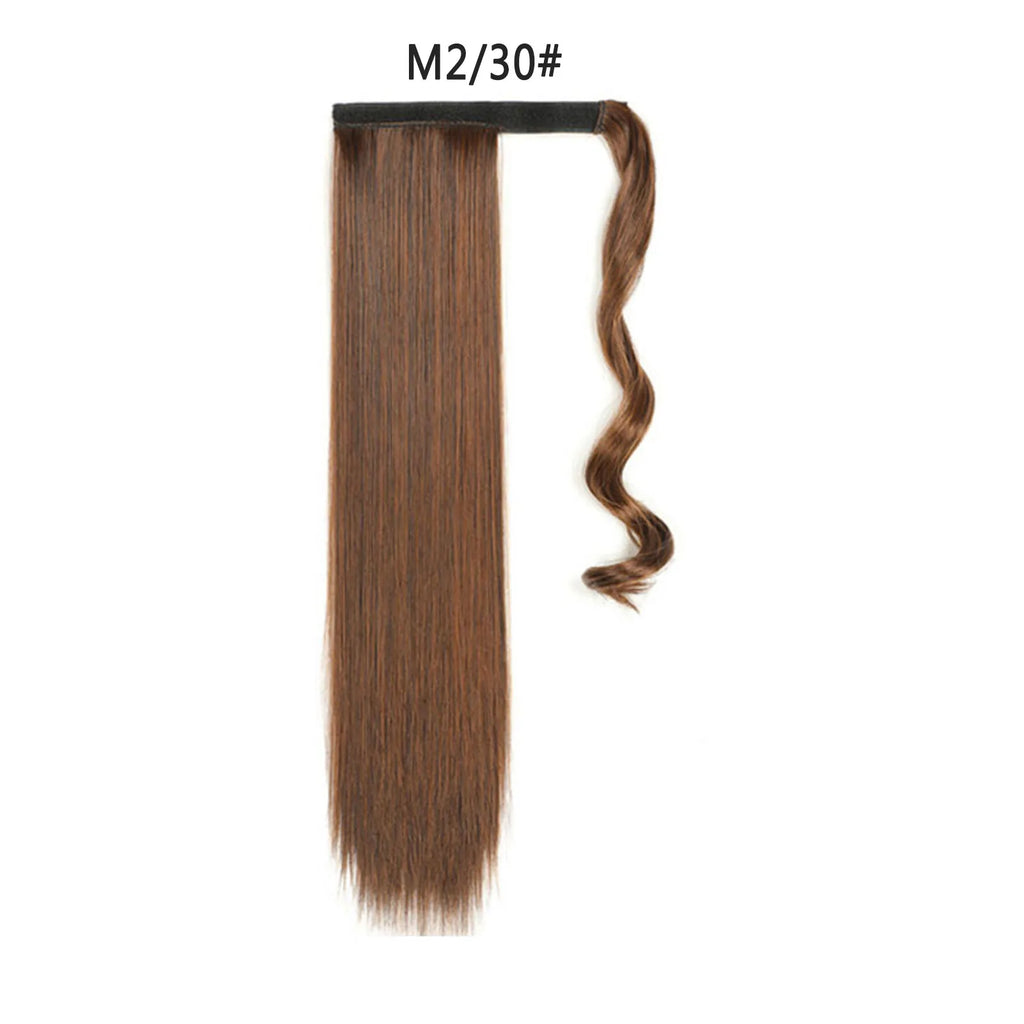 Extensions de Queue de Cheval Synthétiques pour Femme et Fille, Postiche Rond et Long