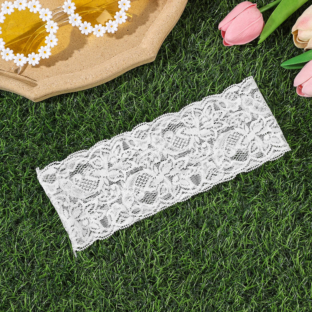 AWAYTR – bandeaux élastiques en dentelle de couleur unie, large nœud en tissu, accessoires pour cheveux pour femmes, couvre-chef de fête