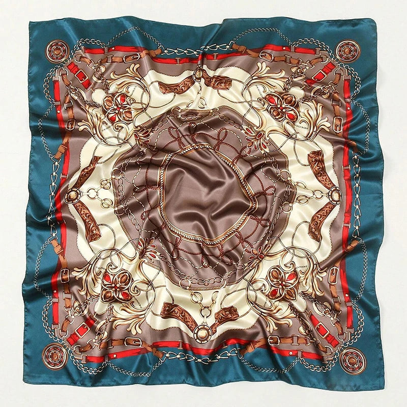 Foulard carré en soie pour femmes, nouveau Design de luxe, Style populaire, quatre saisons, protection solaire, foulard de plage, Hijab, 90x90CM