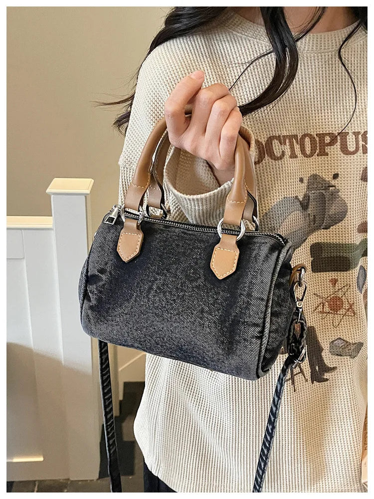Sac bandoulière classique en jean délavé de haute qualité, sac à main décontracté à porter sous le bras, style coréen, sac de transport pour le quotidien