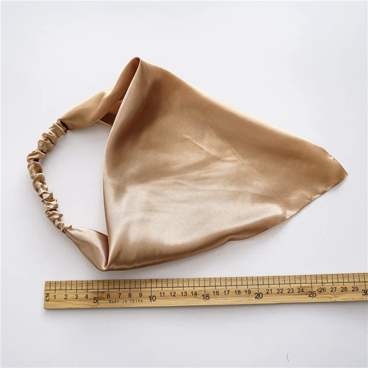 Été femmes couleur unie foulard de cheveux Vintage Triangle Bandanas Satin élastique bandeaux enfants fille bandeaux cheveux accessoires