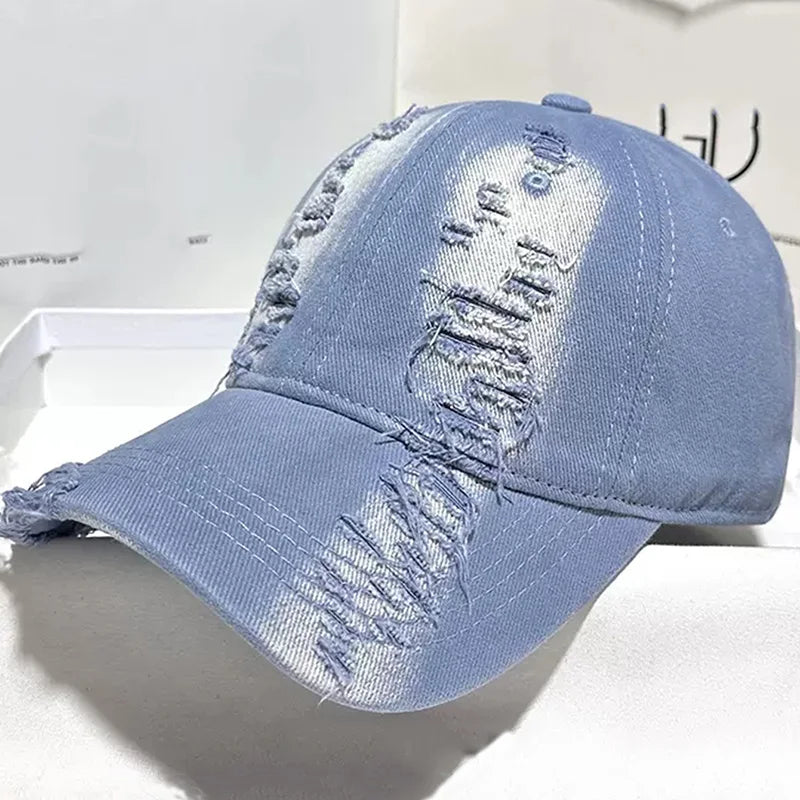 Nouveaux chapeaux de baseball à bords déchirés pour hommes et femmes, vieux casquettes à bord incurvé, ombre décontractée personnalisée, protection solaire d'extérieur, chapeaux Hip Hop